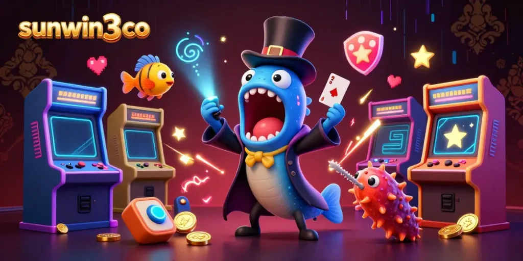 Experience thrilling card tricks with a bioluminescent eel and anglerfish in sunwin3 co’s magical underwater casino.
