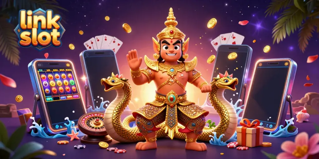 Experience winning excitement with link slot featuring vibrant slot game scenes and lucky symbols.