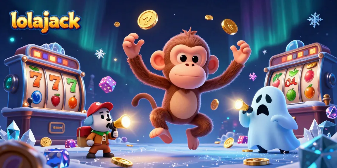 Experience the thrill of lolajack casinos with a poltergeist monkey juggling lucky 7s and gold coins.