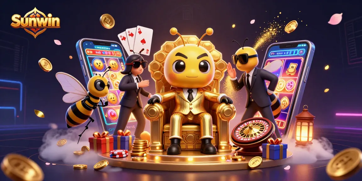 Spin to win with Sunwin's thrilling slot games in a vibrant 3D casino scene.