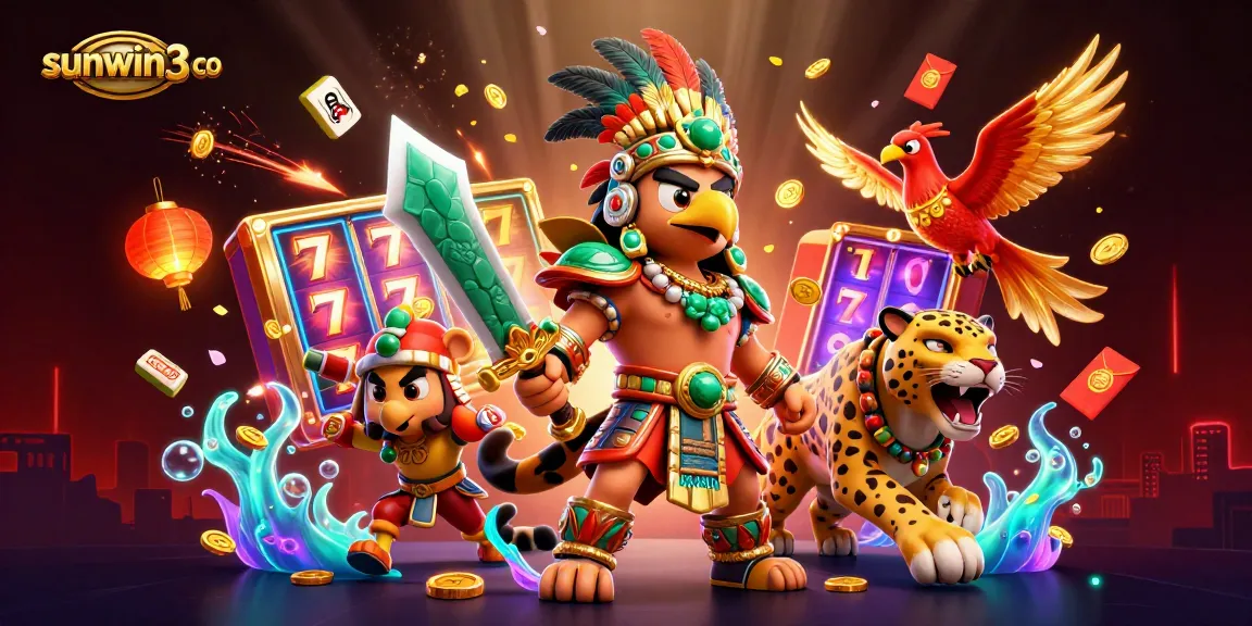 Engage with stunning slot reels and jackpots in the sunwin3 co casino adventure illustration.